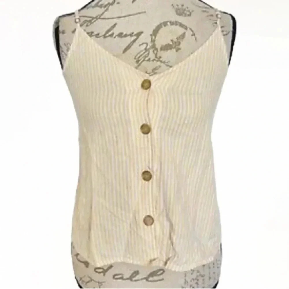 BP Nordstrom vertical stripe cami tank yellow‎ top